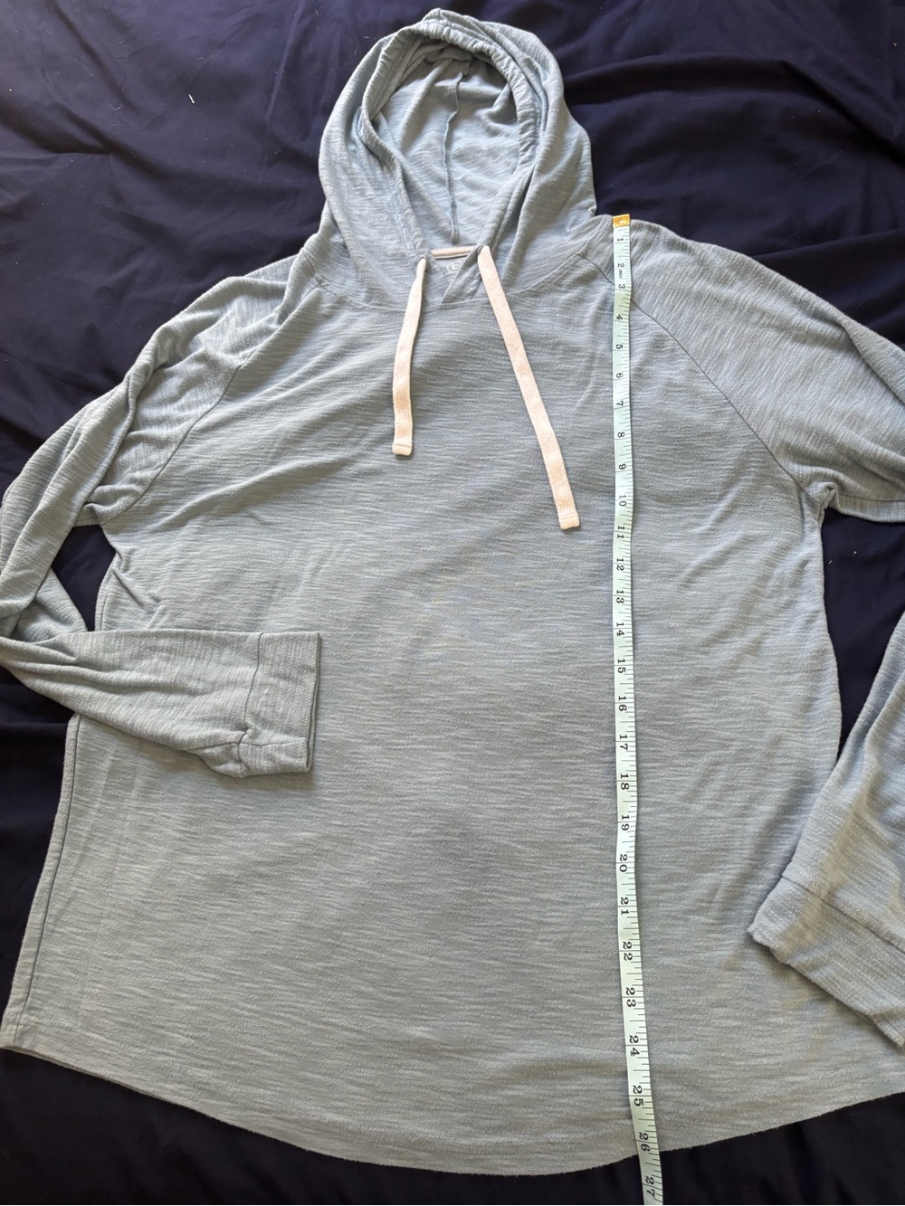 Free Fly Apparel Light Bay Blue Men's Bamboo Pullover Long Sleeve Slub Hoodie - Picture 6 of 6